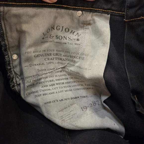 Long John and Sons NWT Tapered Jeans Vintage Black 38X38 - Picture 6 of 8